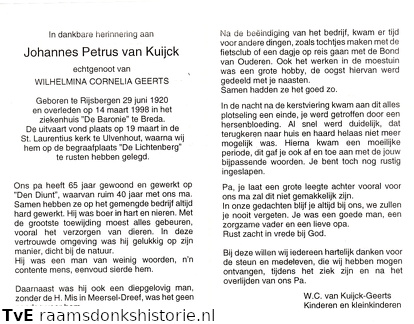 Johannes Petrus van Kuijck- Wilhelmina Cornelia Geerts